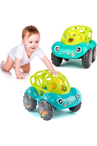 Yelajoy Baby Toy Cars, Soft Rubber Hand Rattle, Infants Teething, for 6-12 Months Boy Girl Infant