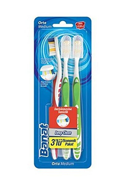 Banat فرشاة أسنان ديب كلين 3 قطع-(متوسطة)*72