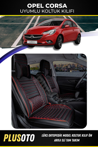 PlusOto مجموعة أغطية مقاعد السيارة المتوافقة مع سلسلة Opel Corsa Plus Lux بال...