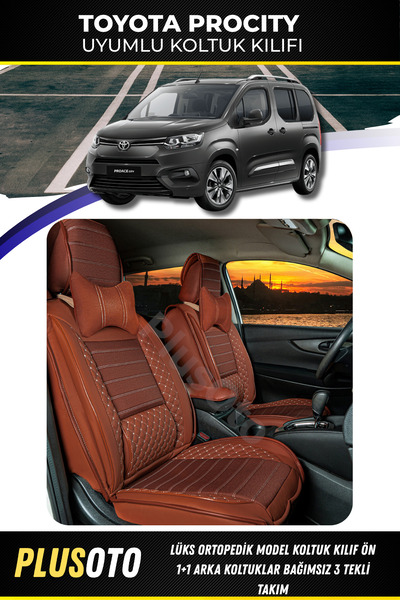 PlusOto Toyota Procity Compatible Rear 3 Single Plus Lux Series Cinnamon Car ...