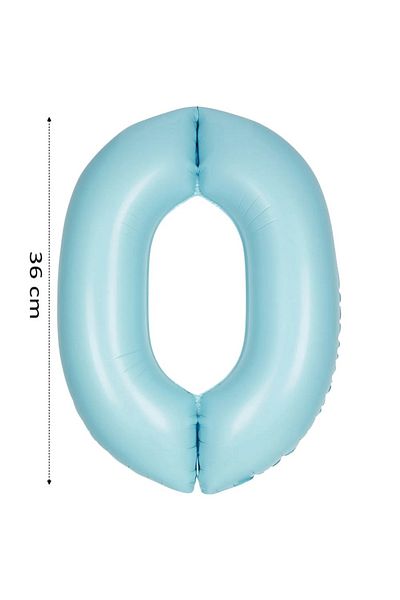 Onay Store Foil Balloon 0 Number Helium Balloon 36 cm Retro Blue Color - 0 Year Old Balloon - 0 Year Old Balloon -0 Number Balloon