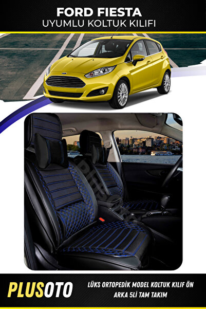 PlusOto مجموعة أغطية مقاعد السيارة المتوافقة مع Ford Fiesta Plus Lux Series ب...