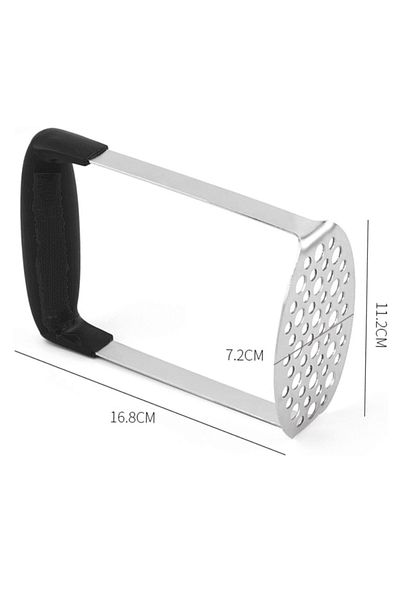 Köken Koken Professional Potato Masher, Stainless Steel, Non-Slip Handle, 16.8x11.2x7.2 cm, Black/Silver