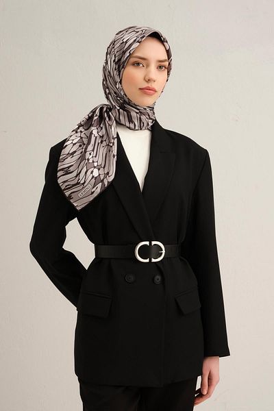 Armine Patterned Pure Silk Twill Scarf 9335- 87