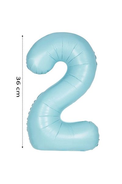 Onay Store Foil Balloon 2 Number Helium Balloon 36 cm Retro Blue Color - 2 Years Old Balloon - 2 Years Old Balloon -2 Number Balloon