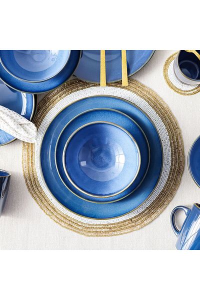 Danube Home Youthful Bite 16-Piece Porcelain Reactive Glazed Dinner Set-Serves 4