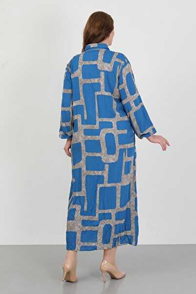 By Alba Collection Жіноче бавовняне віскозне плаття великого розміру з індіговим візерунком