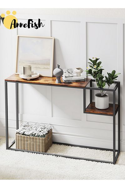 AnneFish 3Tier Console Table Sofa Table with Storage Shelf and Entryway Table Couch Hallway Entrance Living