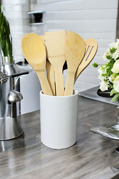 ŞURA MUTFAK Λευκή Κεραμική Βάση για Κουτάλια Κουζίνας, Διακοσμητικός Οργανωτής