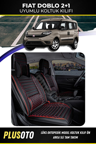 PlusOto مجموعة أغطية مقاعد السيارة المتوافقة مع سلسلة Fiat Doblo Plus Lux بال...