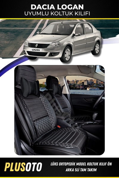PlusOto مجموعة غطاء مقعد السيارة المتوافقة مع Dacia Logan Plus Lux Series بال...