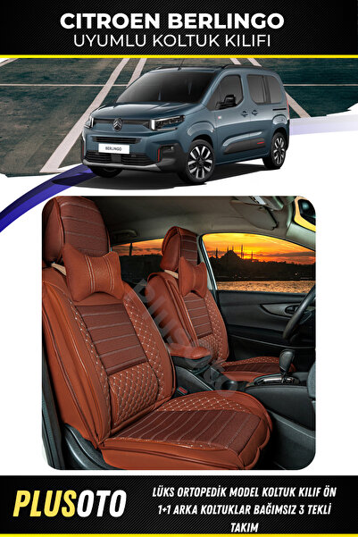 PlusOto Citroen Berlingo Uyumlu Arka 3 Tekli Plus Lux Serisi Tarçın Oto Koltu...