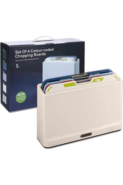 COOYA 5 PCS Chopping Board Set Sorting Board, Knife, Slim Box for Organised Kitchen Storage