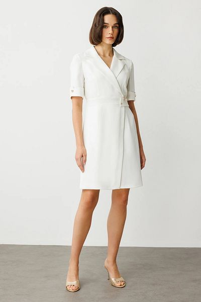 Ekol Midi Length Dress with Metal Accessories at the Waist
