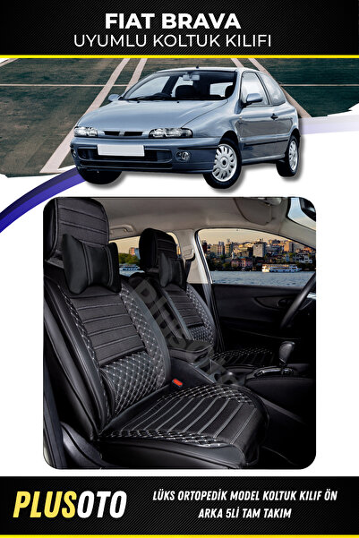 PlusOto مجموعة أغطية مقاعد السيارة المتوافقة مع سلسلة Fiat Brava Plus Lux بال...