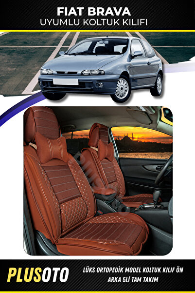 PlusOto مجموعة أغطية مقاعد السيارة المتوافقة مع Fiat Brava Plus Lux Series Ci...