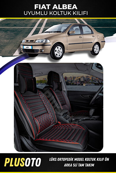 PlusOto مجموعة أغطية مقاعد السيارة المتوافقة مع Fiat Albea Plus Lux Series با...