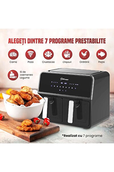 STARCREST Friteuza cu aer cald STARCREST SFR-9200BK, 1800 W, Cos Dublu, 9 litri, 80 - 200 °C, Negru
