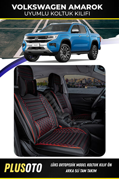 PlusOto مجموعة أغطية مقاعد السيارة المتوافقة مع سلسلة Volkswagen Amarok Plus ...