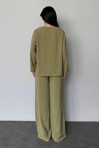 Madmext Green Front Tie Bottom Top Set Mg2473