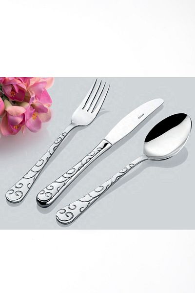 İNTER CELİK Hanzade Model 90 Piece Spoon-Fork-Knife Set with Leather Bag
