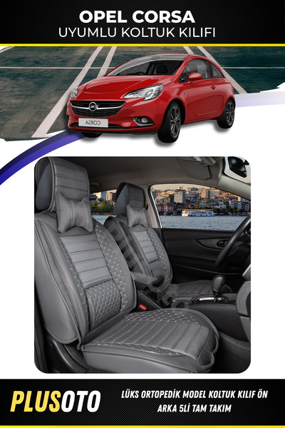 PlusOto مجموعة أغطية مقاعد السيارة المدخنة المتوافقة مع سلسلة Opel Corsa Plus...