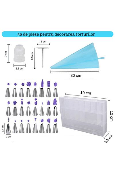 Köken Koken Pastry/confectionery Set, 35 Pieces, Decorating Cakes, Stainless Steel/silicone, Silver/blue