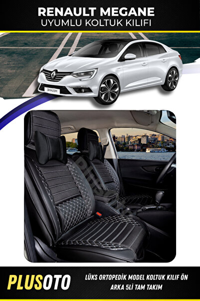 PlusOto مجموعة غطاء مقعد السيارة المتوافقة مع سلسلة Renault Megane Plus Lux ب...