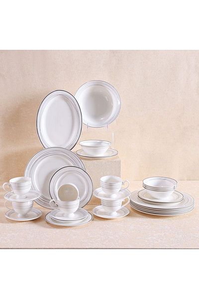 Danube Home Anton 32-Piece New Bone China Dinner Set -Serves 6