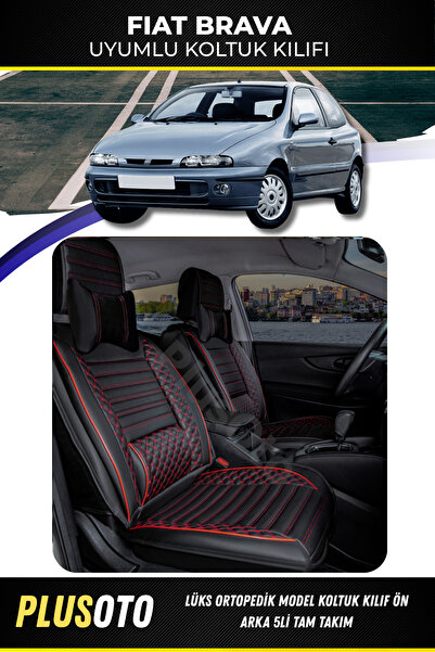 PlusOto مجموعة أغطية مقاعد السيارة المتوافقة مع Fiat Brava Plus Lux Series با...