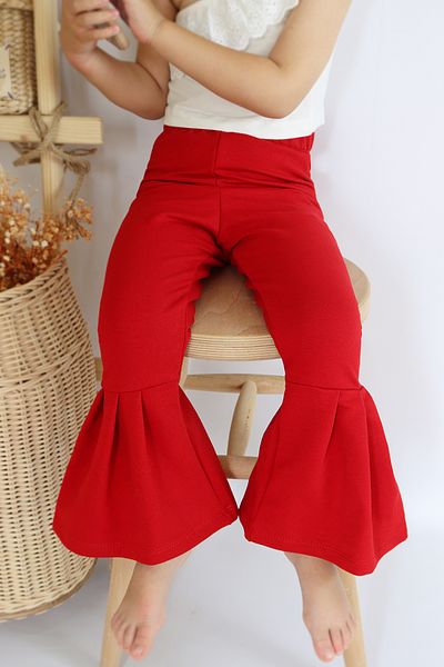 Parla Kids Girl's Red Flared Leg High Waist Elastic Christmas Leggings Pants
