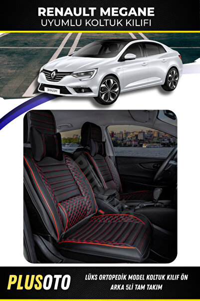 PlusOto مجموعة أغطية مقاعد السيارة المتوافقة مع سلسلة Renault Megane Plus Lux...