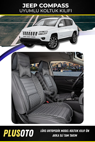 PlusOto Jeep Compass Compatible Plus Lux Series Smoked Car Seat Cover Set of ...