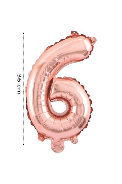 Onay Store Foil Balloon 6 Number Helium Balloon 36 cm Rose Gold Color - 6 Year Old Balloon - 6 Year Old Balloon -6 Number Balloon