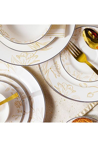 Danube Home Beatrice 44-Piece New Bone China Dinner Set-Serves -8