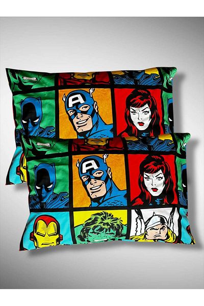 Taç Marvel Printed 100% Cotton Fabric 2 Pieces Pillow Case 50X70 cm