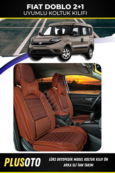 PlusOto مجموعة أغطية مقاعد السيارة المتوافقة مع Fiat Doblo Plus Lux Series Ci...