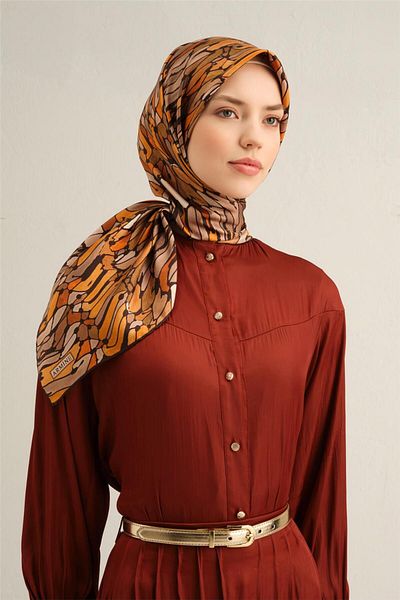 Armine Patterned Pure Silk Sura Scarf 9335- 81
