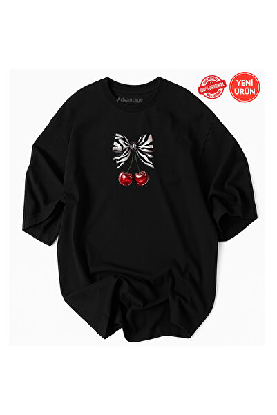 Advantage Tricou premium pentru femei, 100% bumbac, cu model cireșe