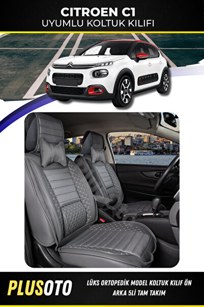 PlusOto مجموعة أغطية مقاعد السيارة المدخنة المتوافقة مع Citroen C1 Plus Lux S...