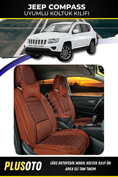 PlusOto Jeep Compass Compatible Plus Lux Series Cinnamon Car Seat Cover Set o...