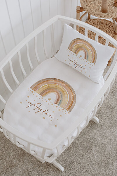 Messido %100 Pamuk Saten Baskılı Desenli Anne Yanı Beşik Nevresim Takımı 60x100 cm M-016