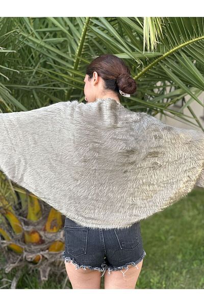 Gönülden Tasarım Sleeveless Bolero Plush Shawl Women's Bolero 140X34