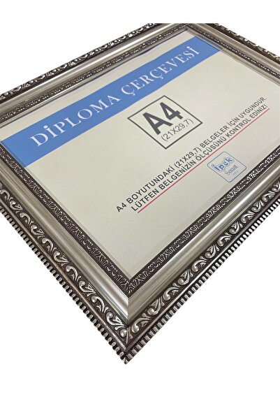 İpek Sanatsal A4 ÇERÇEVE HAKİKİ CAMLI GÜMÜŞ RENK - DİPLOMA VE SERTİFİKA ÇERÇE...