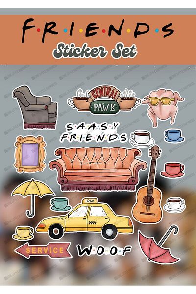One Little Happiness Friends Tv Series Themed Computer Laptop Notebook Tablet Sticker Set