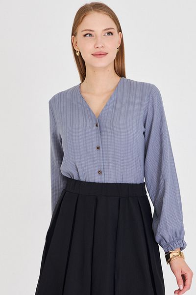 armonika Women's Gray Elastic Sleeve Shirt Arm-24K001002