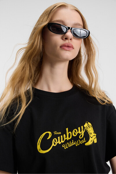 GRIMELANGE RIVELA Γυναικείο 100% βαμβακερό μπλουζάκι με κοντό μανίκι με στάμπα με κανονική εφαρμογή