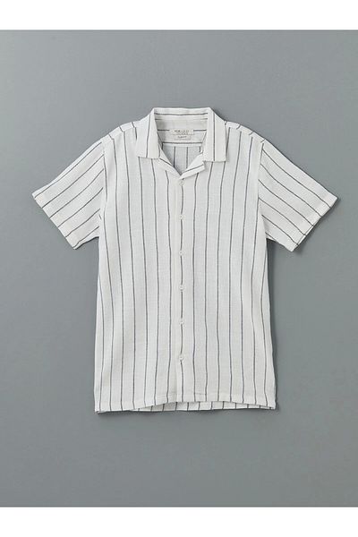 LC Waikiki Lcw Vision White Short Sleeve Striped Boy's Shirt