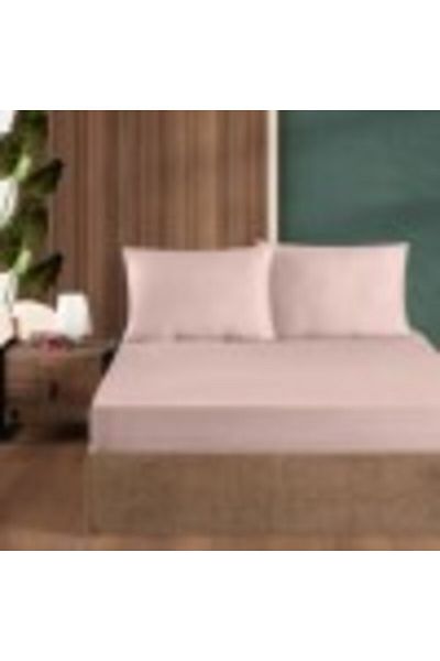 First Choice Set husa de pat cu elastic si fata de perna, bumbac ranforce 100%, 100x200 cm, Roz Pudra