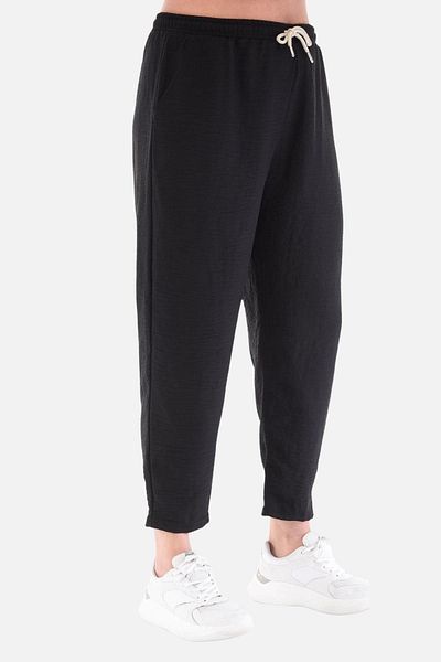 CEDY DENIM Women's Summer Large Size Synthetic Linen High Waist Elastic Narrow Leg Mom Pants C611